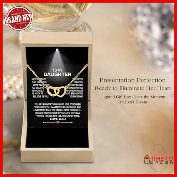 To My Badass Daughter Necklace From Mom And Dad With  Adjustable Gold-Plated Daughter Necklace with Heartfelt Message Gift Box